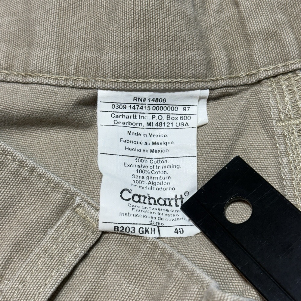 VTG Carhartt B203 GKH Carpenter Shorts Mens 40 Khaki Canvas Workwear 00s - Picture 6 of 8